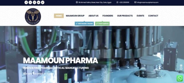 Website for Maamoun Pharma designed by Imexit